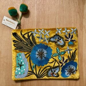 ANTHRO Yellow Floral Embroidered Pouch